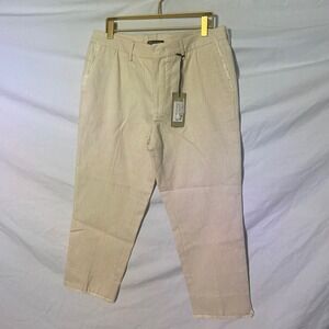 PT01 Woman Pants Rose Beige Textured Grid Fringed Hem Cropped Trousers IT 42 NEW